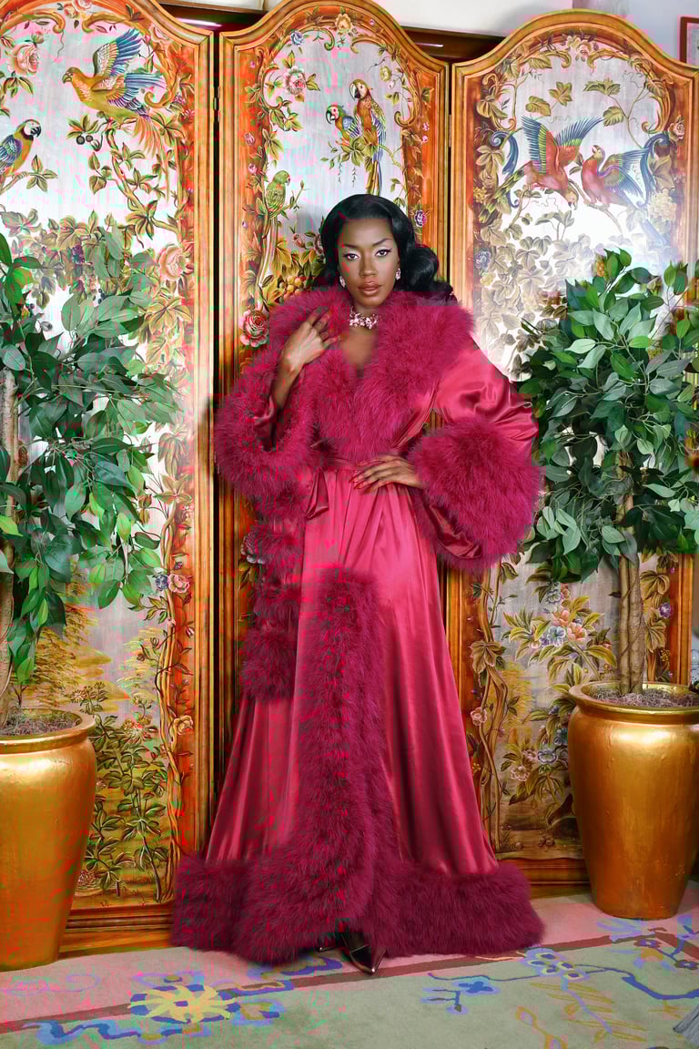 Wine "Dominique" Dressing Gown 