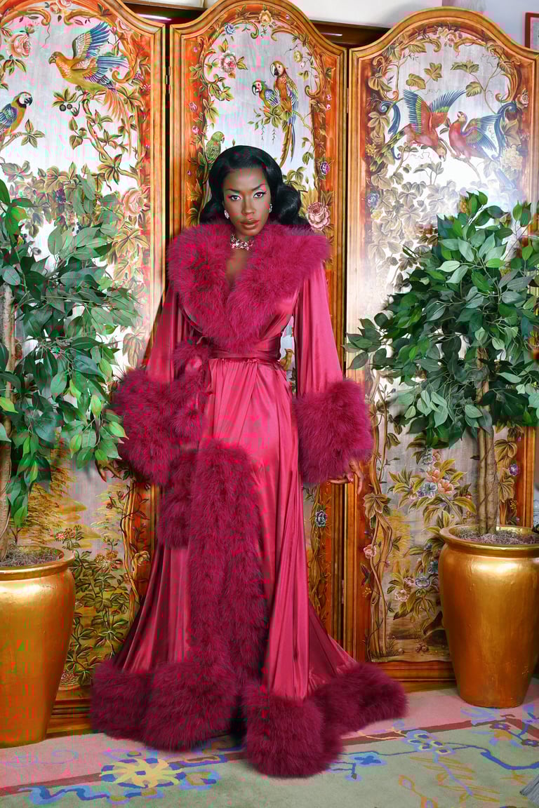 Wine "Dominique" Dressing Gown  Image 6