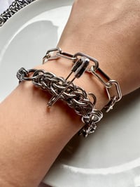 Image 1 of Safety Pin Chainmaille Bracelet, Star Charms