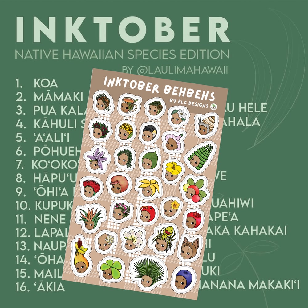 Image of Pāpale Pēpē Laulima Inktober Sticker Sheet