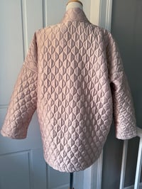 Image 3 of Handmade Blush Satin Embellished Oversized Quilted Coat