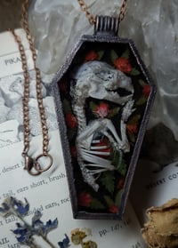 Image 5 of Coffin Amulet - Bunny Skeleton & Red Floral