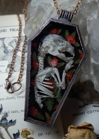 Image 2 of Coffin Amulet - Bunny Skeleton & Red Floral