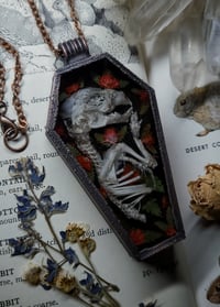 Image 4 of Coffin Amulet - Bunny Skeleton & Red Floral