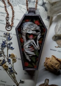 Image 3 of Coffin Amulet - Bunny Skeleton & Red Floral
