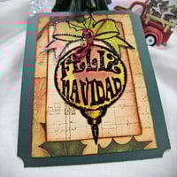 Image 2 of 🎅 FELIZ & FESTIVE – ISC Red Rubber Stamp Sheet (6 stamps)