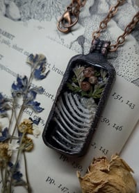 Image 2 of Bunny Ribcage and Floral Pendant