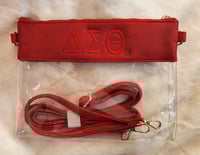 Image 4 of Clear Embroidered DST. Wristlet/ Messenger 