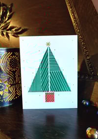 Image 1 of Abstract Christmas Tree Linocut Card