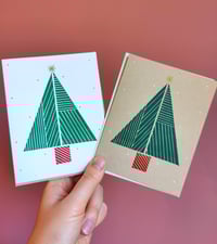 Image 3 of Abstract Christmas Tree Linocut Card