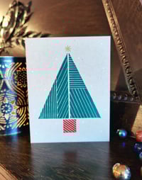 Image 2 of Abstract Christmas Tree Linocut Card