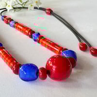 Image 1 of Adjustable Necklace - Red and Blue
