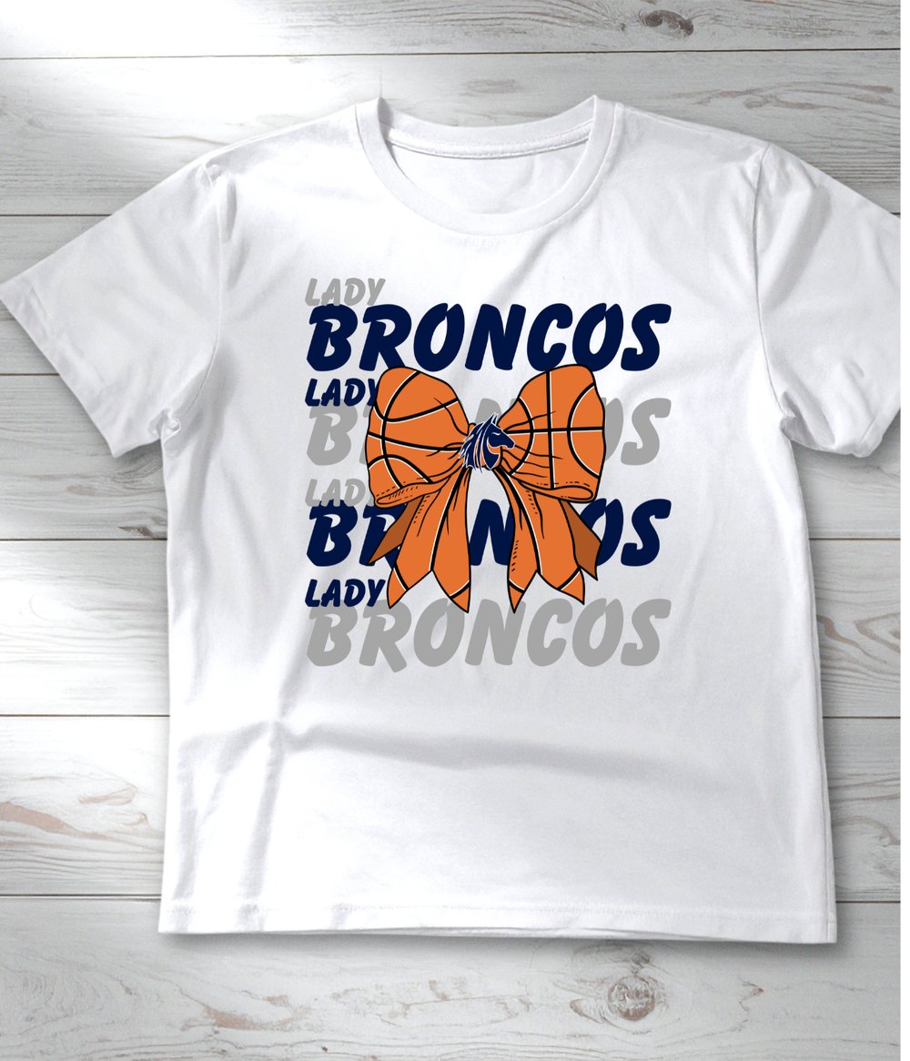 Image of Repeated Lady Broncos White Tee