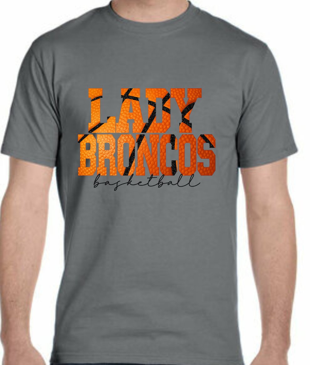 Image of Lady Broncos Basketball Print White Tee