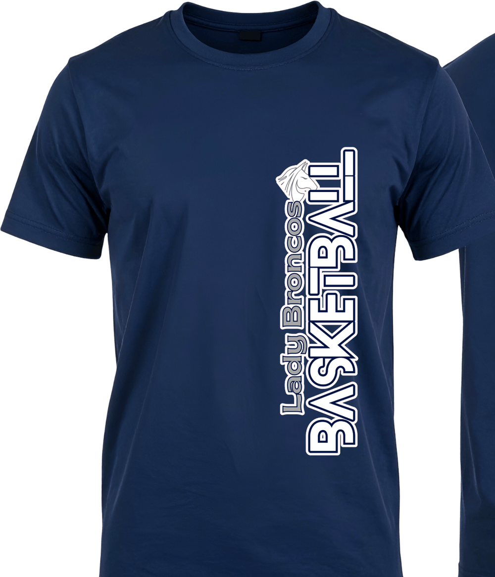 Image of Lady Broncos Horse Head Navy Tee