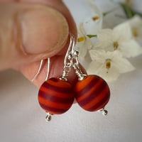 Image 1 of Earrings - Orange with Red Stripes