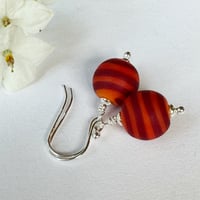Image 3 of Earrings - Orange with Red Stripes