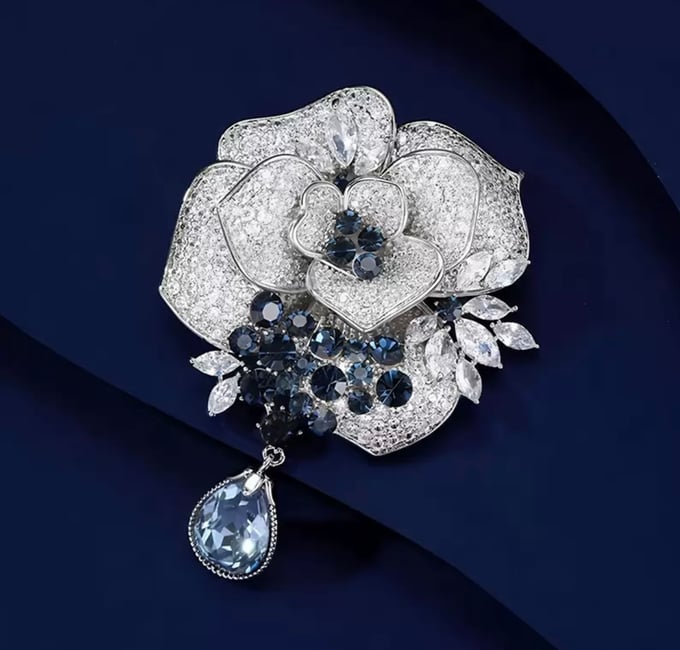 Image of Moonlight Rose Crystal Brooch