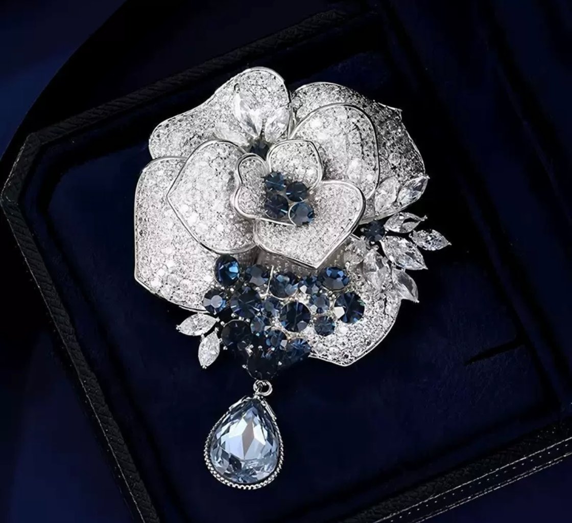 Image of Moonlight Rose Crystal Brooch