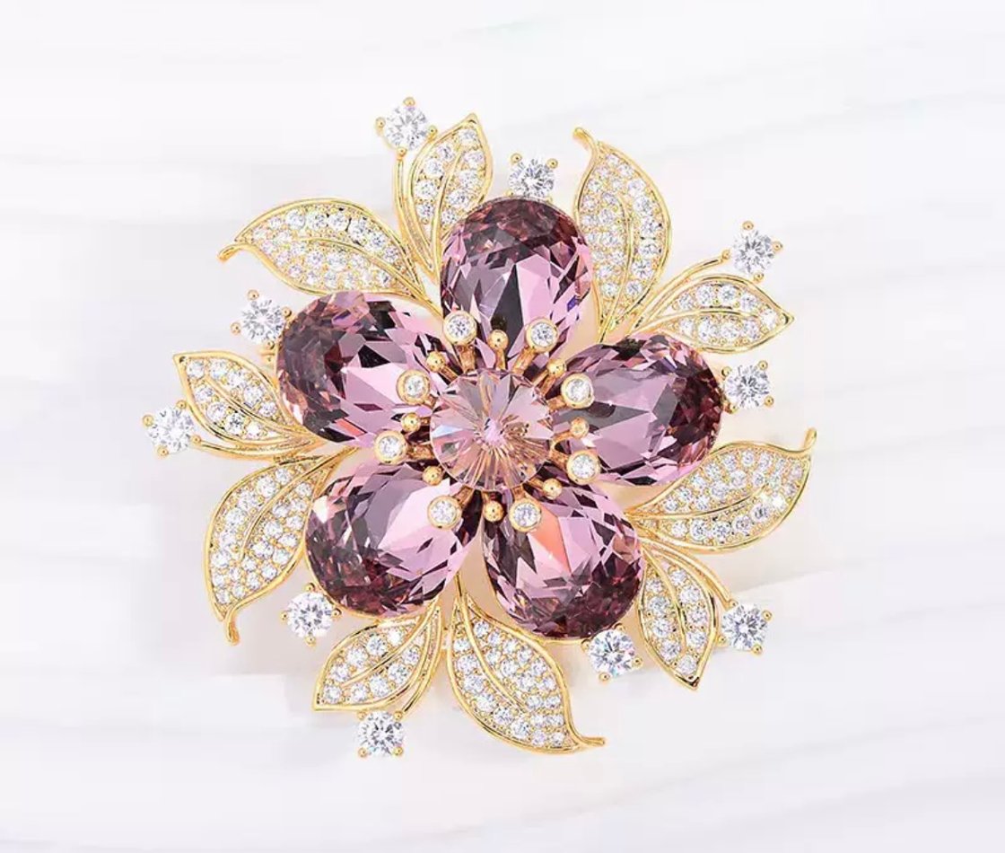 Image of 💖 Aurora Blossom Crystal Brooch
