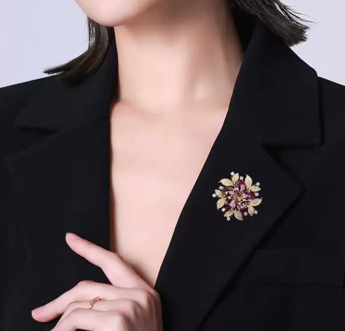 Image of 💖 Aurora Blossom Crystal Brooch