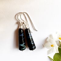 Image 2 of Earrings - Blue Lines on Black