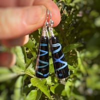 Image 5 of Earrings - Blue Lines on Black