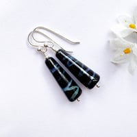 Image 3 of Earrings - Blue Lines on Black