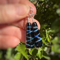 Image 4 of Earrings - Blue Lines on Black