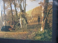 Image 9 of River Landscape with Horses and Peasants by Aelbert Cuyp (b 1620) Vintage Art Print (detail) Framed