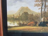Image 8 of River Landscape with Horses and Peasants by Aelbert Cuyp (b 1620) Vintage Art Print (detail) Framed