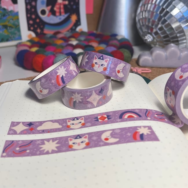 Washi-tape chat cosmique