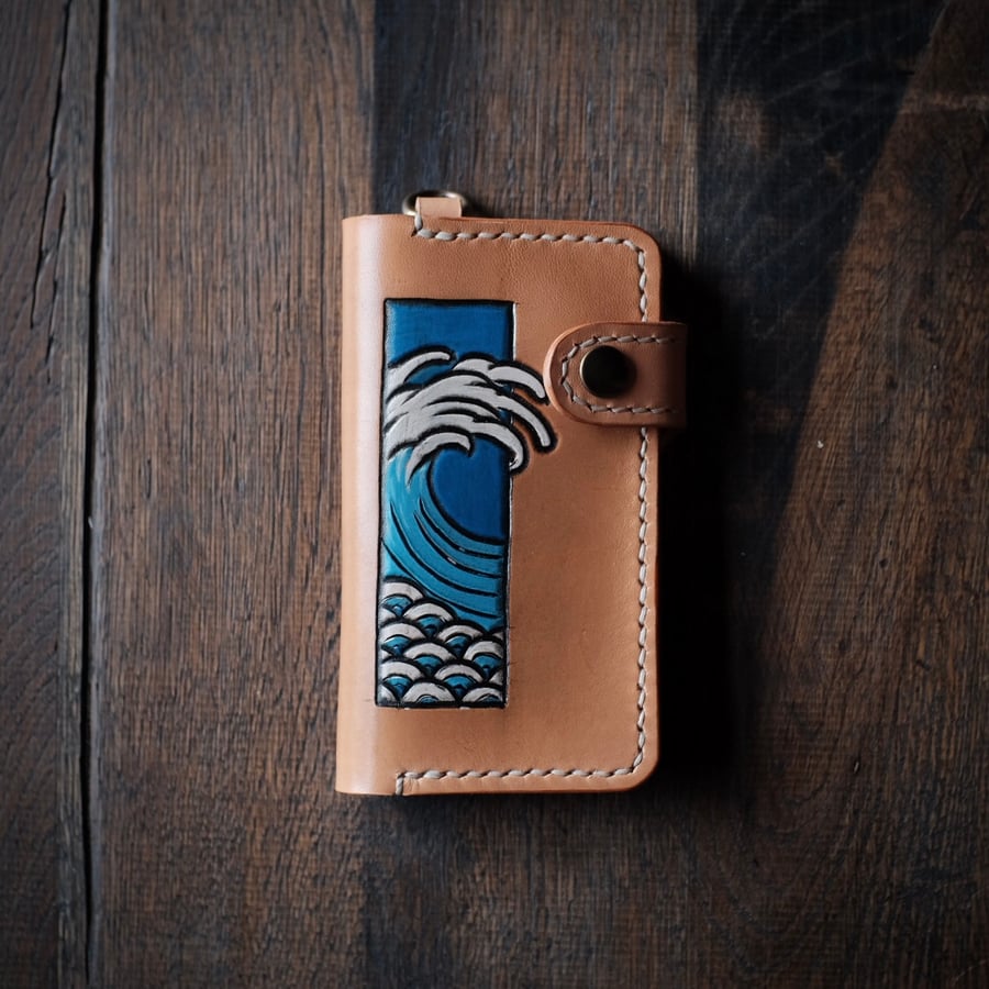 Image of Bläck Tattoo X Old Dutch Leatherworks - Wallenberg biker Wallet (natural/wave)