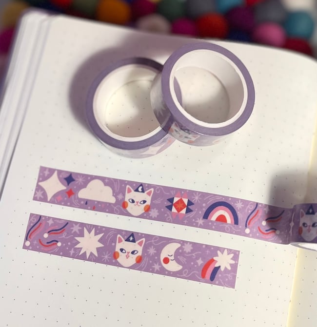 Washi-tape chat cosmique