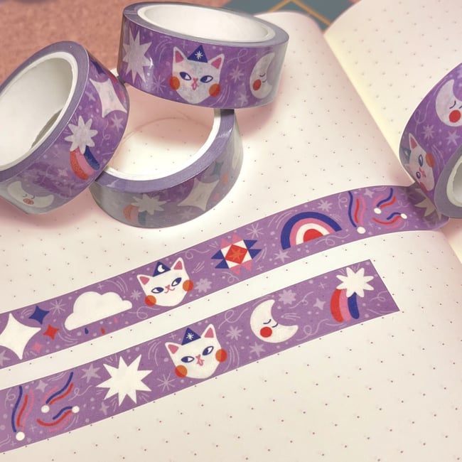 Washi-tape chat cosmique