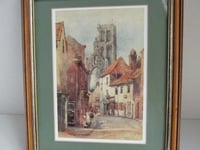 Image 3 of Howden High Bridge Street by Frances Hutchinson (b 1862) Vintage Limited Edition Art Print, Framed