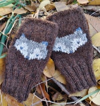 Image 1 of Foxy fingerless mittens - Chocolate heather - Ready to ship