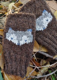 Image 2 of Foxy fingerless mittens - Chocolate heather - Ready to ship