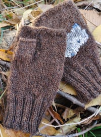 Image 3 of Foxy fingerless mittens - Chocolate heather - Ready to ship