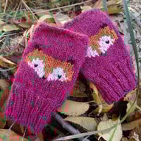Image 1 of Foxy fingerless mittens - Light maroon - Ready to ship