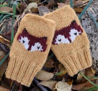 Image 1 of Foxy fingerless mittens - Yellow - Ready to ship