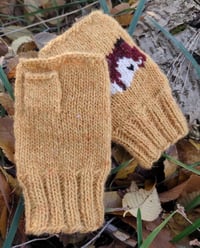 Image 2 of Foxy fingerless mittens - Yellow - Ready to ship