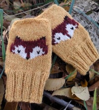 Image 3 of Foxy fingerless mittens - Yellow - Ready to ship