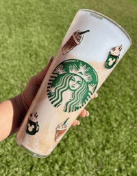 Image 1 of 24oz Acrylic Coffee Snow Globe Cup