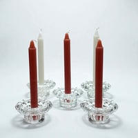 Image 1 of Bougeoirs vintage en verre cristallin moulé transparent  - Années  1940 