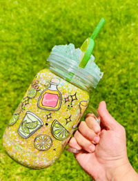 Image 2 of 20oz Acrylic Marg Snow Globe Mason Jar Cup
