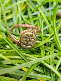 Image 2 of Copper Wire Ring with Flower Bead - UK size S