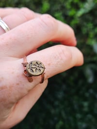 Image 1 of Copper Wire Ring with Flower Bead - UK size S