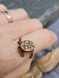 Image 5 of Copper Wire Ring with Flower Bead - UK size S