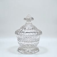 Image 1 of Bonbonnière ou sucrier en cristal vintage avec couvercle 1970s - Pot en cristal